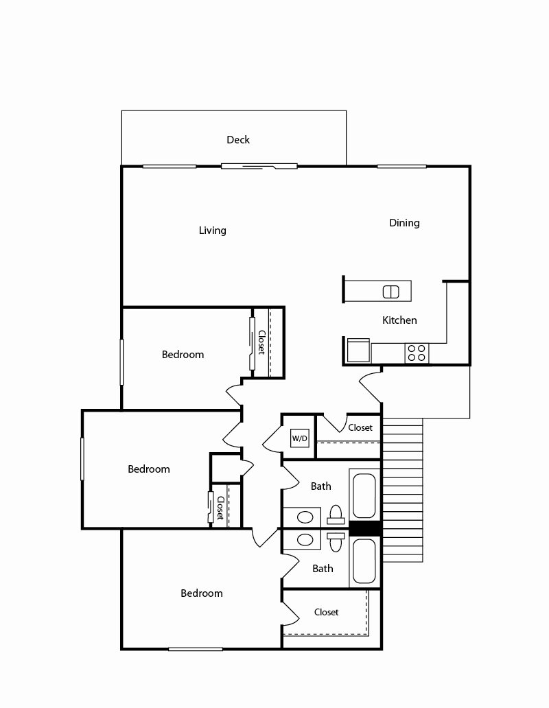 Mariner Floorplan, Admiralty, 3br, 2ba, 1176 sq. ft.